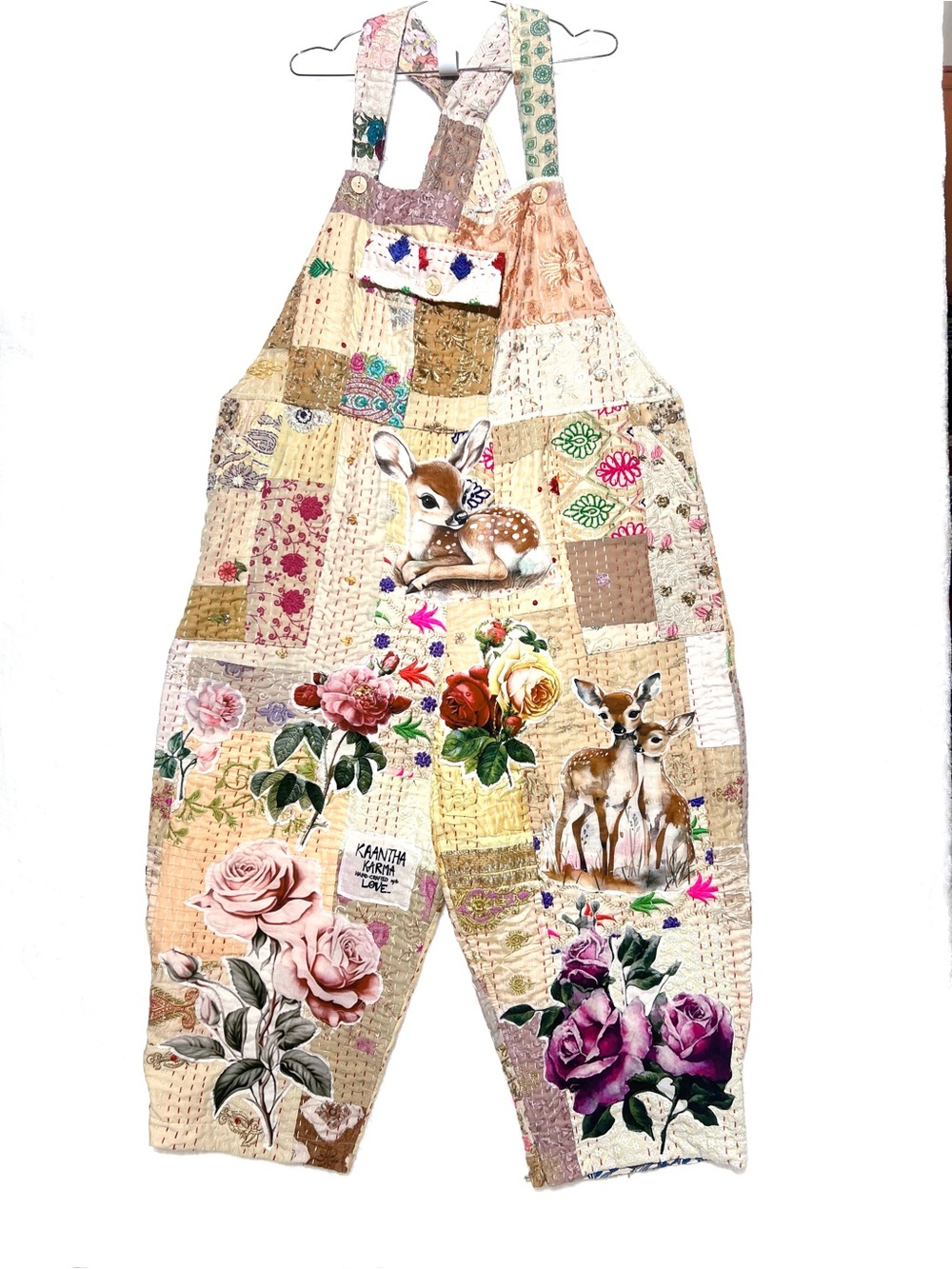🦌 OH DEER! Floral Love Patchwork & Embroidered Overalls | One Size